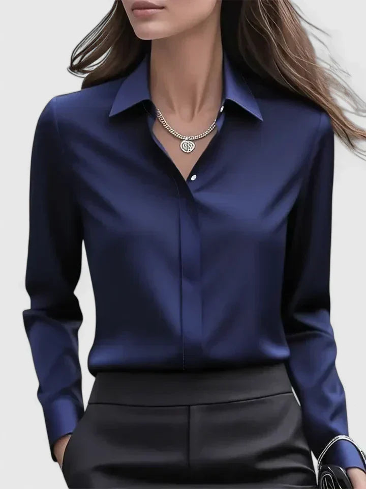 Dames Blouse met Verborgen Knopensluiting voor Kantoor