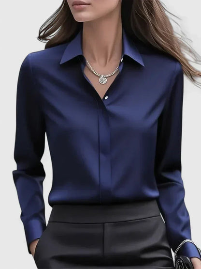 Dames Blouse met Verborgen Knopensluiting voor Kantoor
