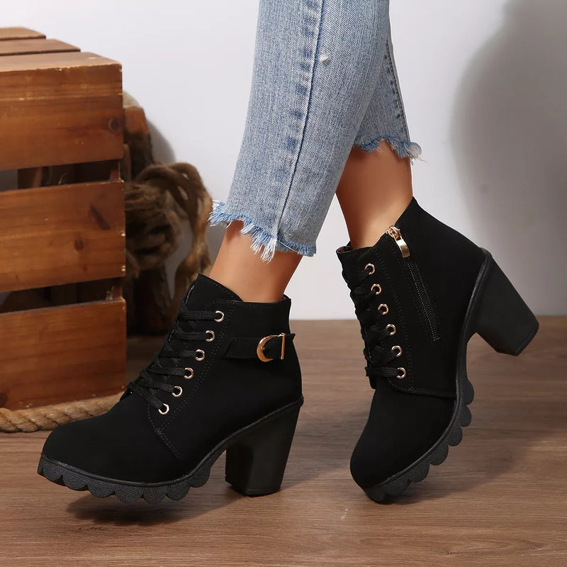 Dames Blokhak Boots – Met Rits, Geschikt voor Casual en Dagelijks Gebruik