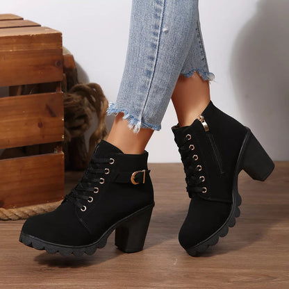 Dames Blokhak Boots – Met Rits, Geschikt voor Casual en Dagelijks Gebruik