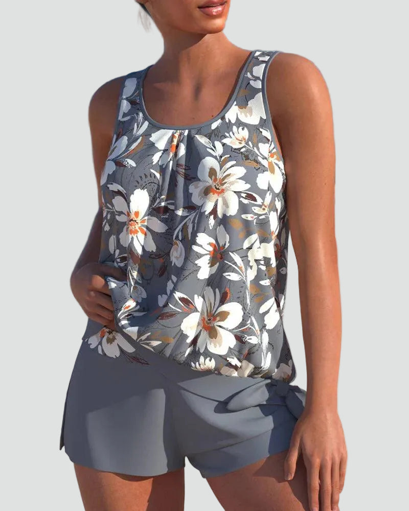 Dames Tankini Set met Bloemenprint - Vormgevend Model