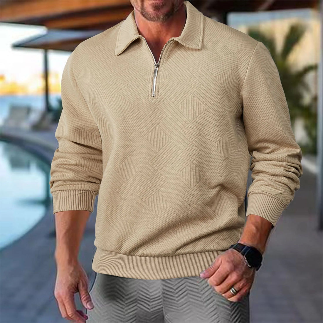 Sweatshirt met Lange Mouwen en Halve Rits