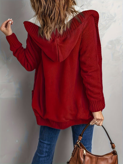 Jocasta™ | Women's Hooded Button Front Knit Cardigan with Pockets