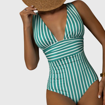 Dames Getailleerd Badpak – V-hals, Geschikt voor Zomer en Strandgebruik