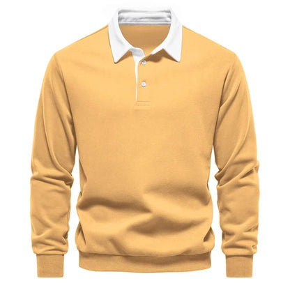 Daan polosweater met polokraag, geel vooraanzicht