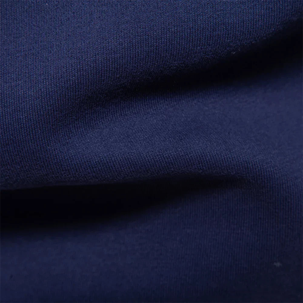 Close-up van stoftextuur marineblauw