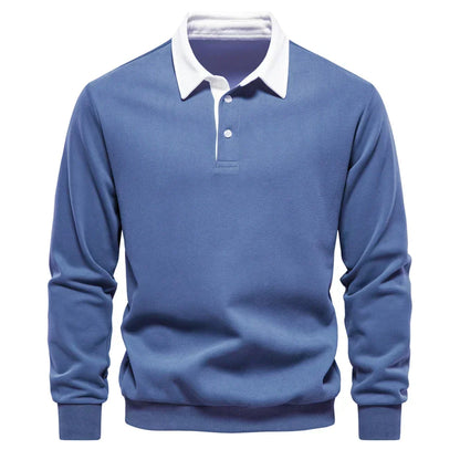 Daan polosweater met polokraag, close-up blauw