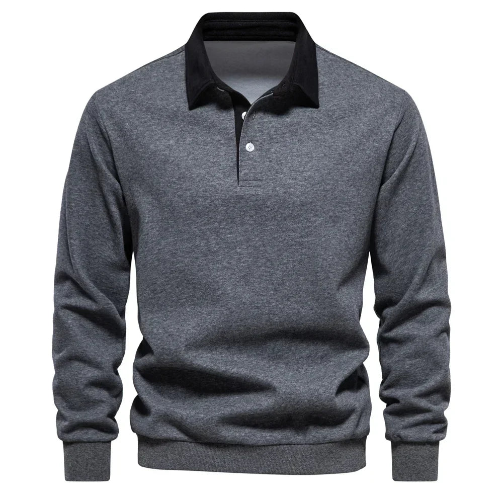 Daan polosweater met polokraag, grijs vooraanzicht