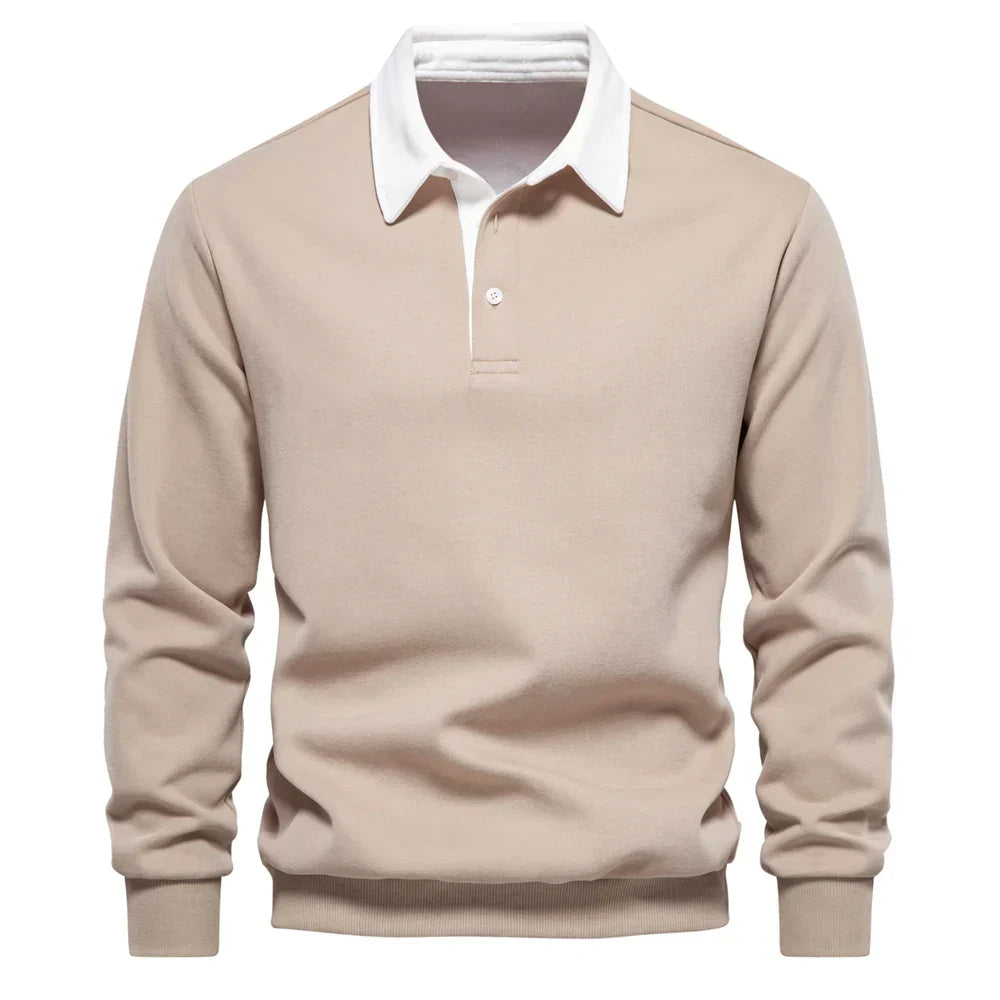 Daan polosweater met polokraag, beige vooraanzicht
