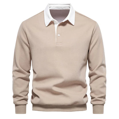 Daan polosweater met polokraag, beige vooraanzicht