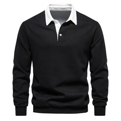 Daan polosweater met polokraag, zwart vooraanzicht