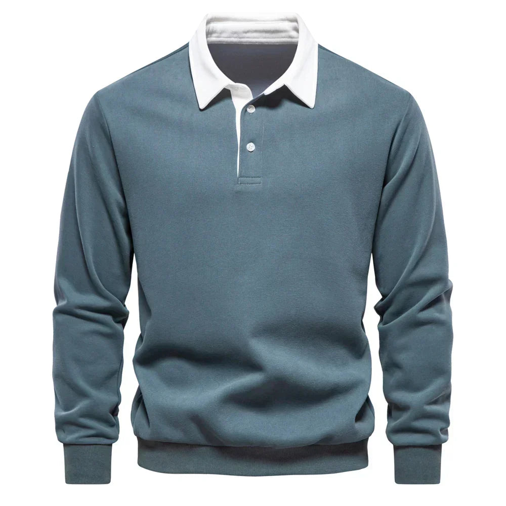 Daan polosweater met polokraag, blauwgrijs vooraanzicht