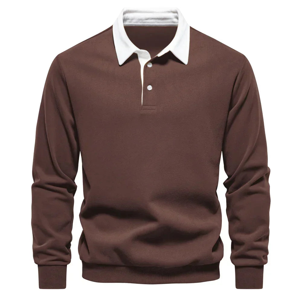 Daan polosweater met polokraag, bruin vooraanzicht
