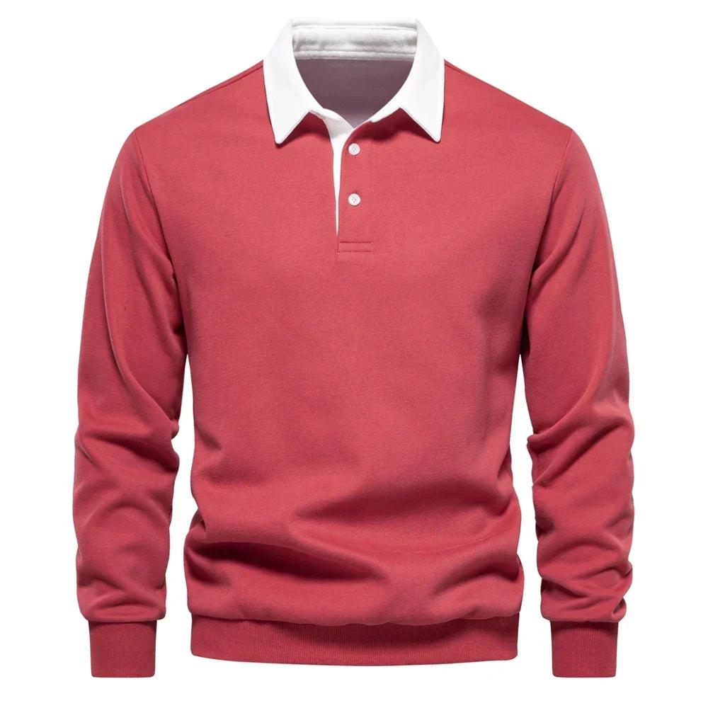 Daan polosweater met polokraag, rood vooraanzicht
