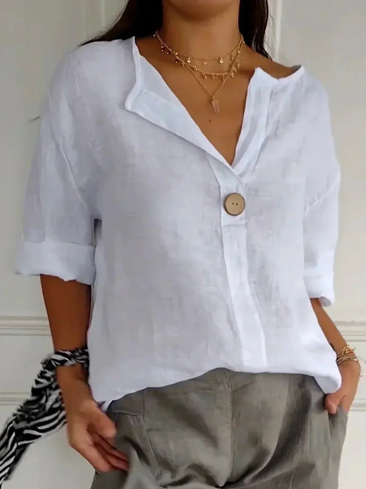 Dames Getailleerde Blouse – Met Knoopsluiting, Geschikt voor Werk en Dagelijks Gebruik