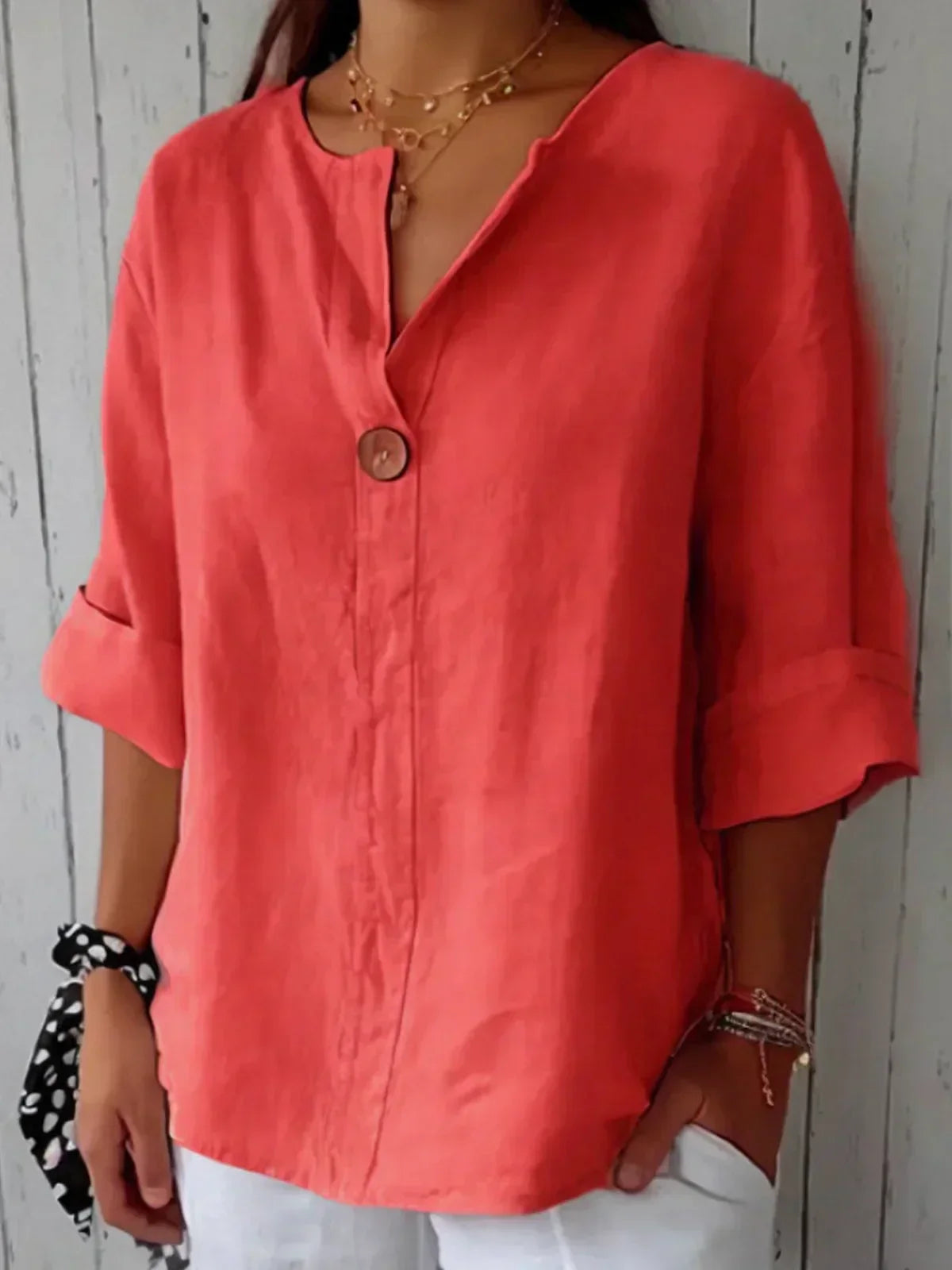 Dames Getailleerde Blouse – Met Knoopsluiting, Geschikt voor Werk en Dagelijks Gebruik