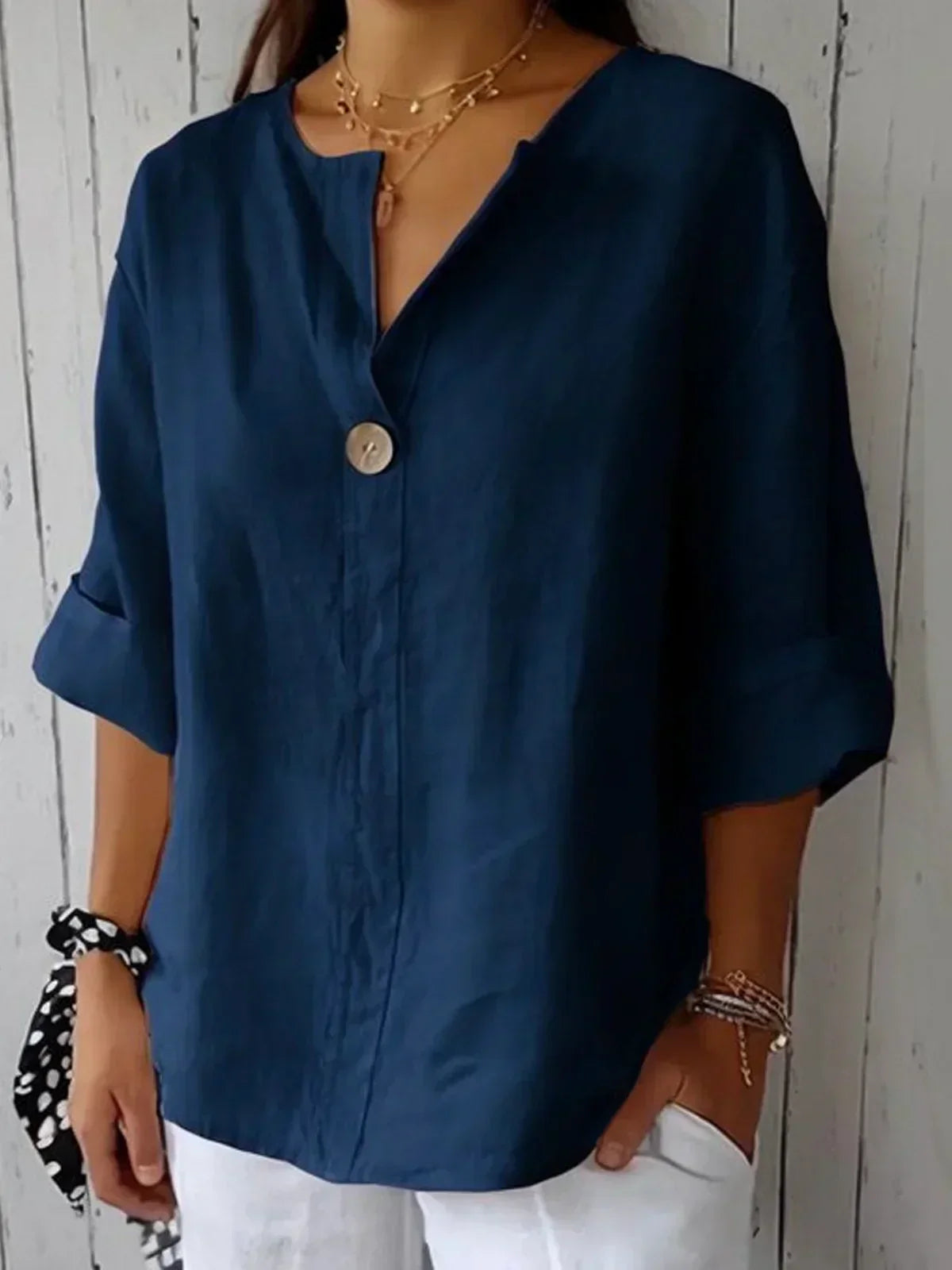 Dames Getailleerde Blouse – Met Knoopsluiting, Geschikt voor Werk en Dagelijks Gebruik
