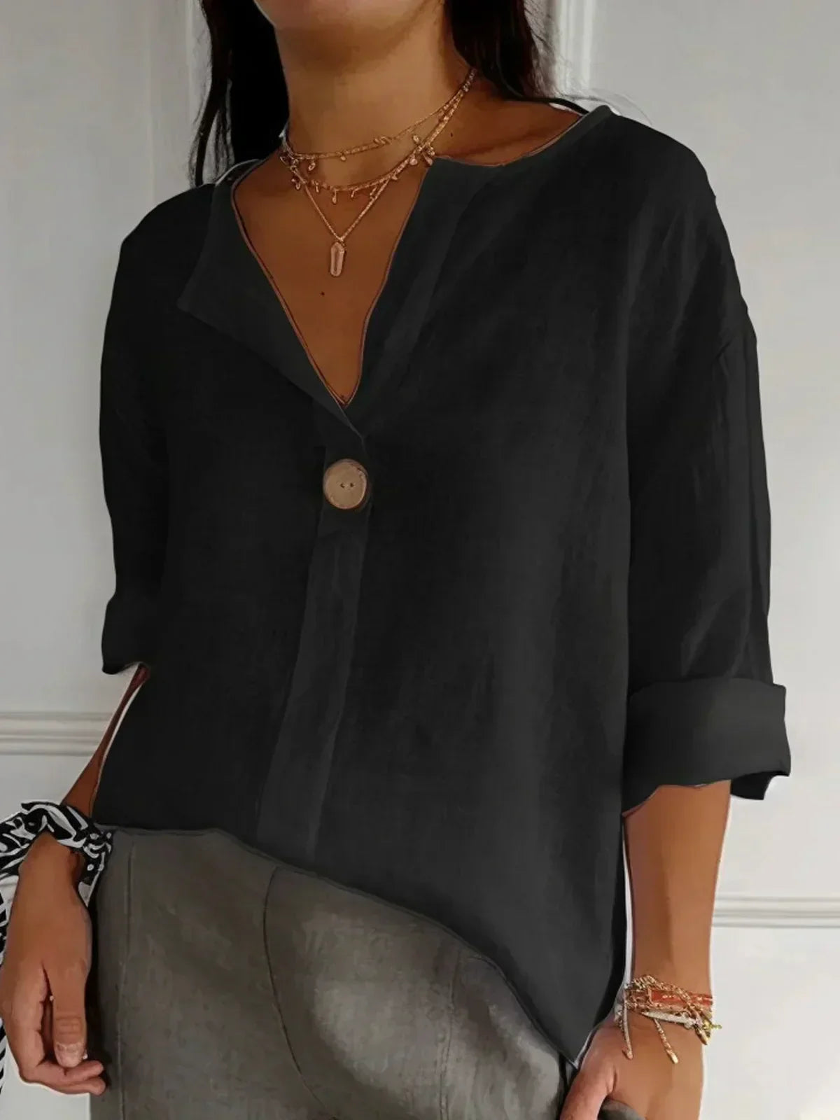 Dames Getailleerde Blouse – Met Knoopsluiting, Geschikt voor Werk en Dagelijks Gebruik