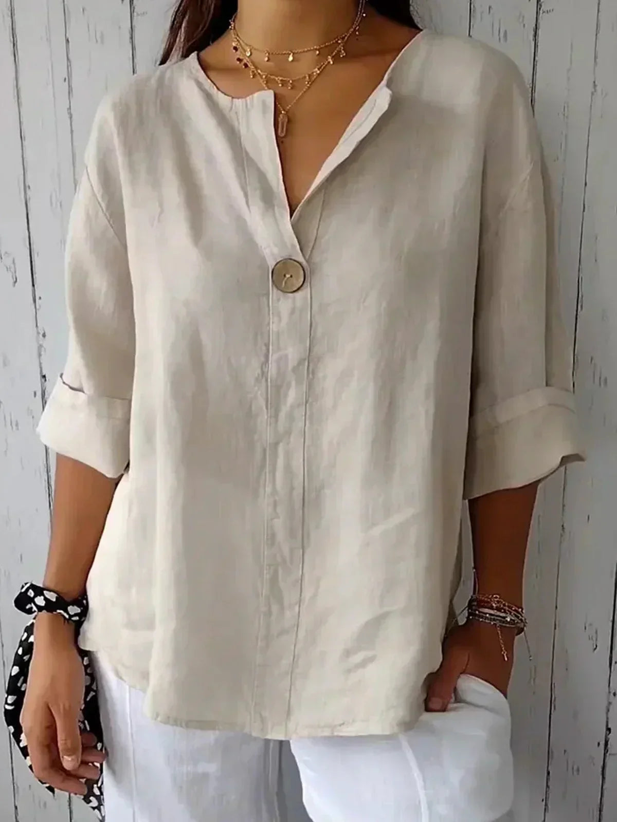 Dames Getailleerde Blouse – Met Knoopsluiting, Geschikt voor Werk en Dagelijks Gebruik