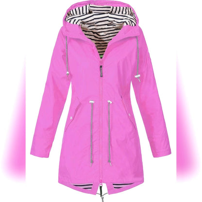 dames regenjas met capuchon in roze