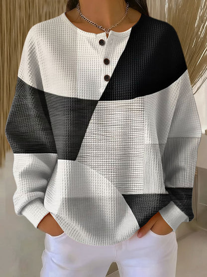 dames relaxed fit waffle trui in stijl 2
