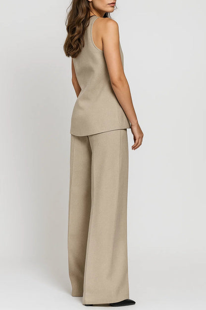 Dames Getailleerd Gilet en Wijde Pantalon Set – Casual voor Lente en Zomer, Geschikt voor Dagelijks Gebruik