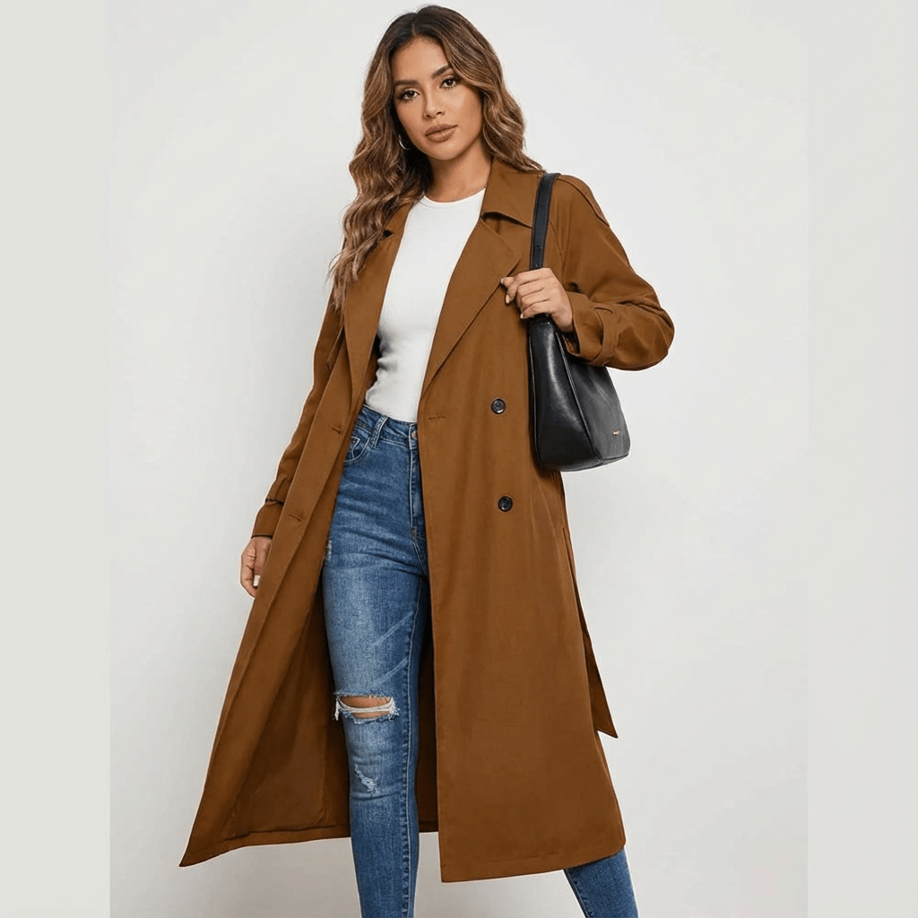 Dames Trenchcoat Longline – Lange Klassieke Jas