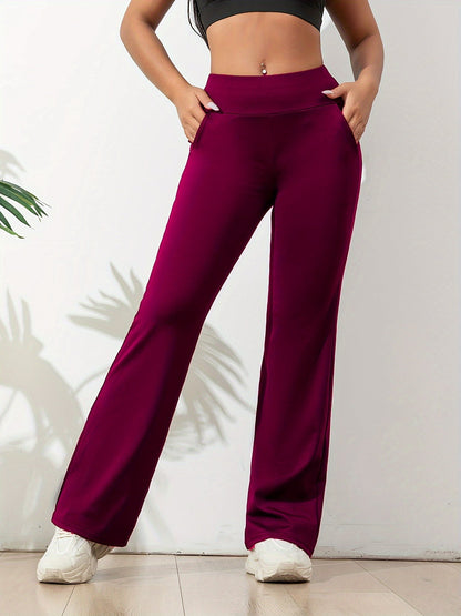 Dames Yoga Flare Broek Hoge Taille - Comfortabele Sportlegging Bordeauxrood