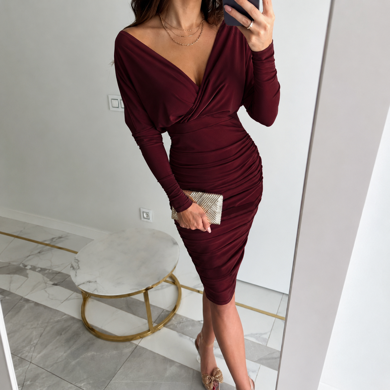 Davina - Verleidelijk Ruches Wrap Jurk