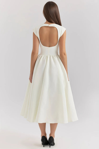 Livia - Rugloze Midi Jurk met Ruches