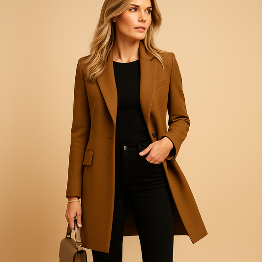 Dames Getailleerde Lange Trenchcoat – Beige Katoen, Ideaal voor Lente en Herfst Outfits