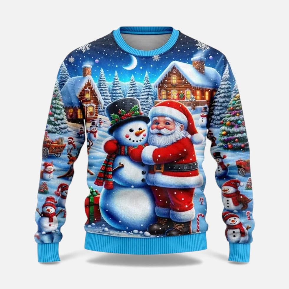 Heren Kersttrui met Winterlandschap Print