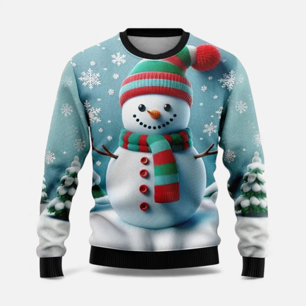 Heren Kersttrui met Winterlandschap Print