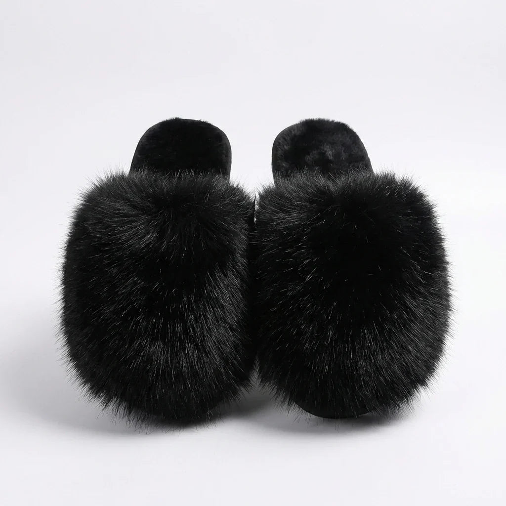 Dames Pantoffels Fluffy Faux Fur