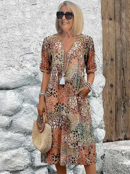 Ninthe - Midi Jurk met Levendige Print