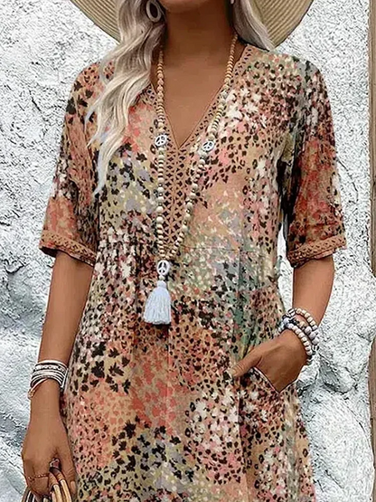 Ninthe - Midi Jurk met Levendige Print