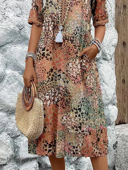Ninthe - Midi Jurk met Levendige Print