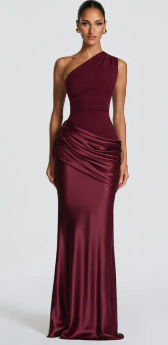 Dames Maxi Jurk One-Shoulder met Drapeerdetail
