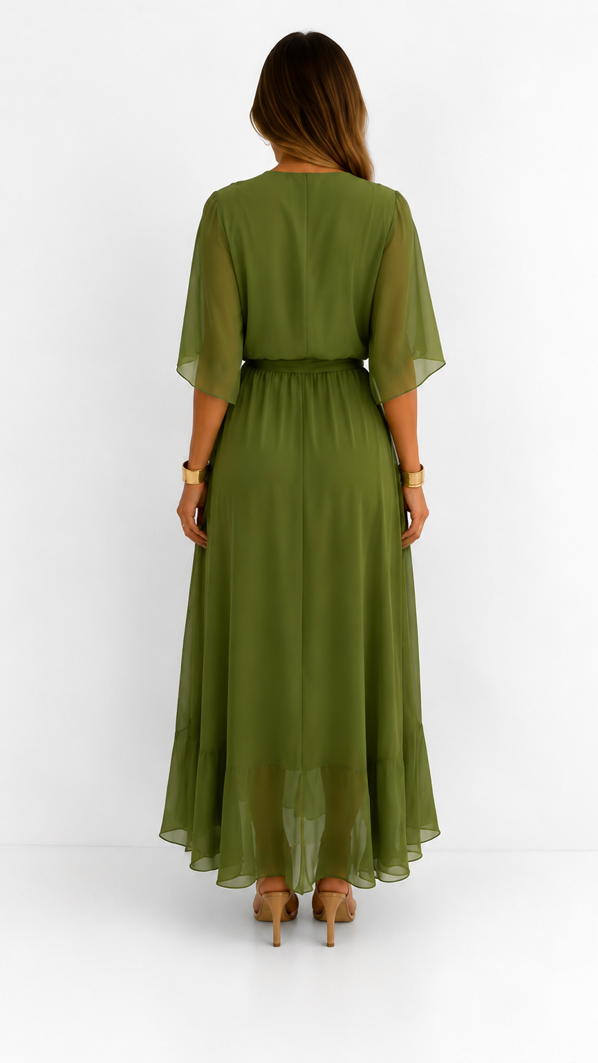 Dames Galajurk Chiffon met Portefeuille-Silhouet