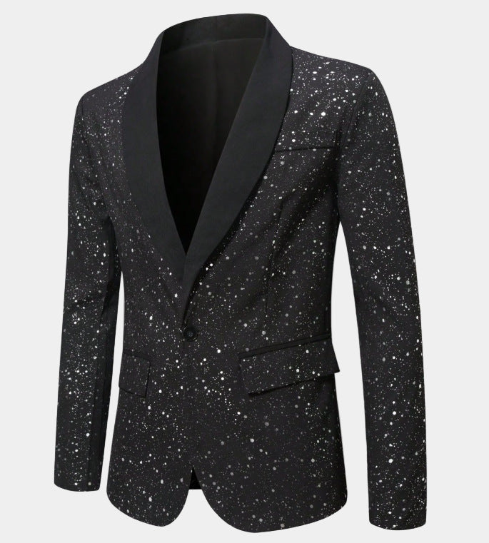 Heren Glitter Colbert met Satijnen Sjaalkraag