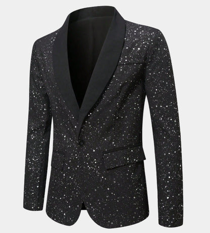 Heren Glitter Colbert met Satijnen Sjaalkraag