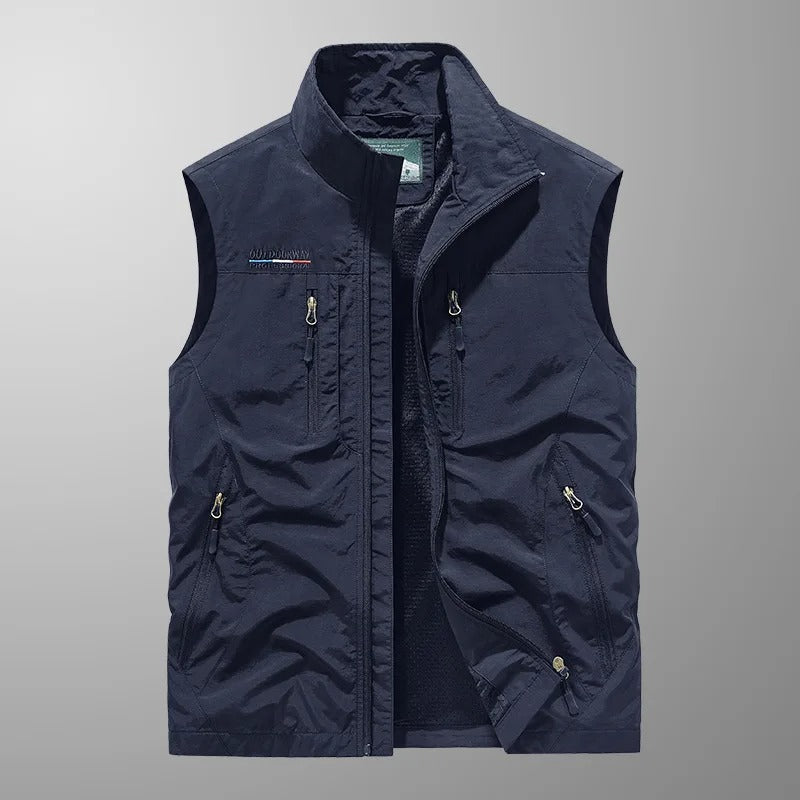 Heren Bodywarmer Mouwloos met Opstaande Kraag en Ritszakken