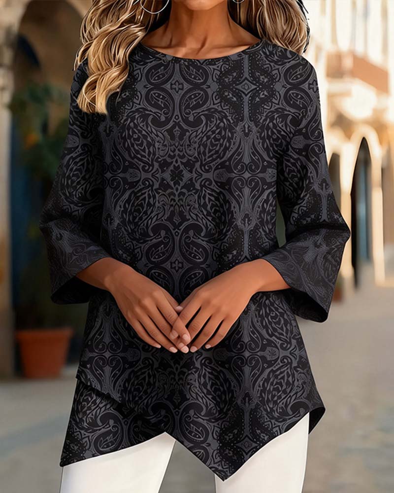 Dames Oversized Top – Casual met Onregelmatige Print voor Dagelijks Gebruik