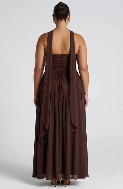 Dames Maxi Jurk Strapless met Hoge Split