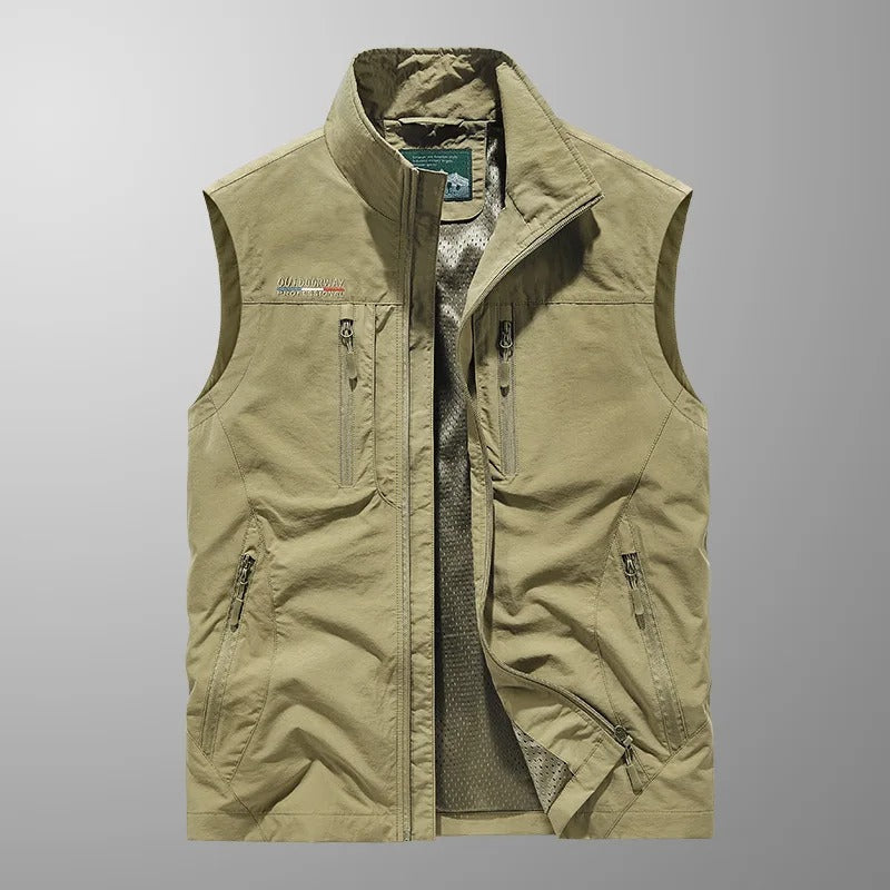 Heren Bodywarmer Mouwloos met Opstaande Kraag en Ritszakken