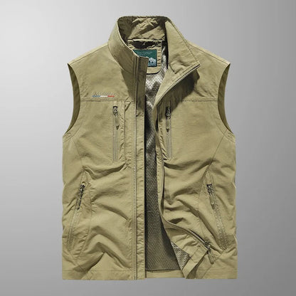 Heren Bodywarmer Mouwloos met Opstaande Kraag en Ritszakken
