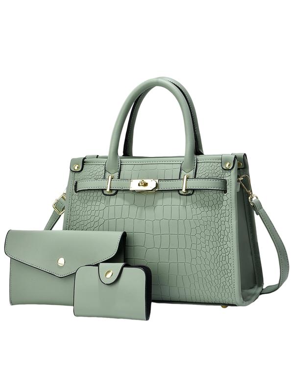 Dames Handtassenset met Crocoprint, Clutch en Pashouder