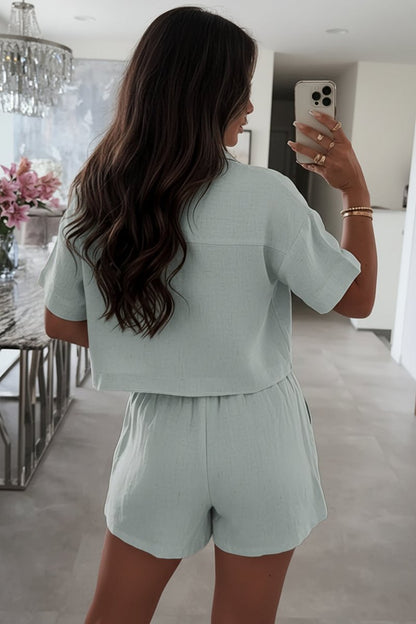 Dames Getailleerde Set – Met Kraag, Geschikt voor Zomer en Casual Gebruik