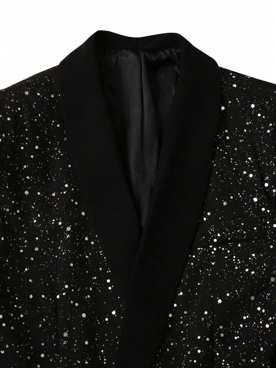 Heren Glitter Pak Colbert en Broek - Zwart