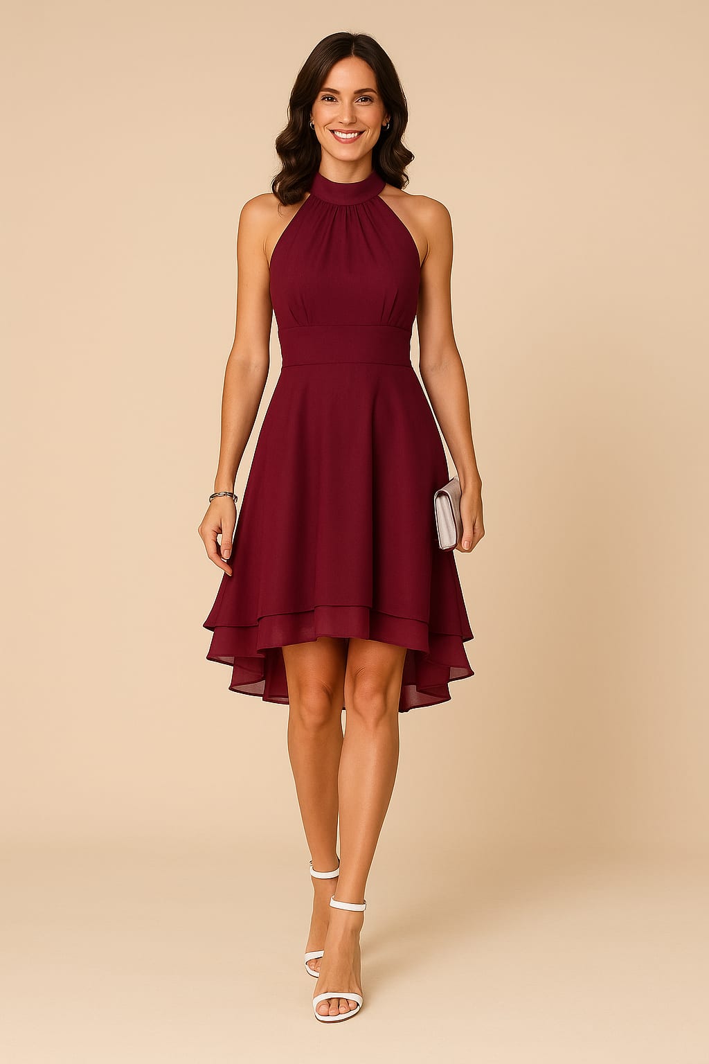 Emmeline Ashford Halter Neck Tiered A-Line Wedding Guest Dress_6